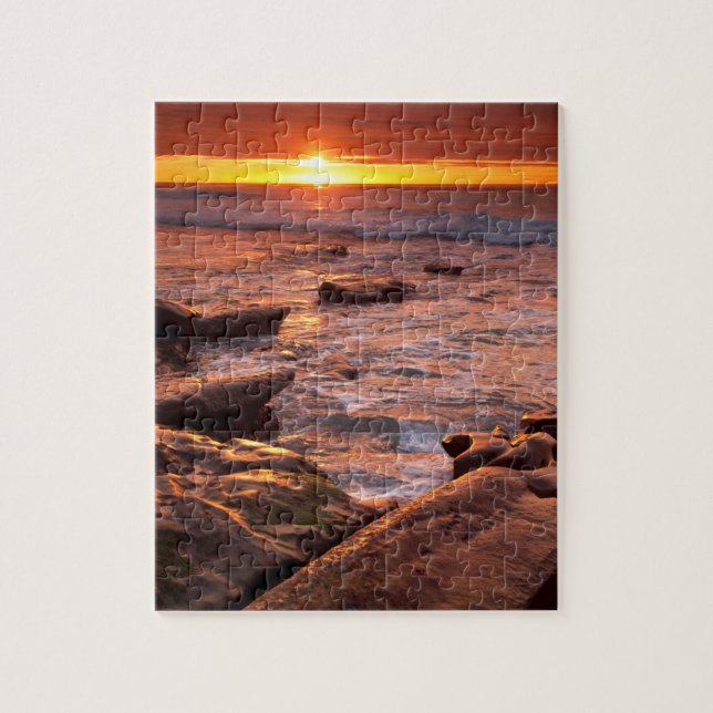 Puzzle Les piscines à marée au coucher du soleil, Califor (Vertical)