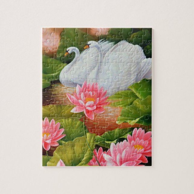 Puzzle Les roses et les fleurs de lotus dans l'eau (Vertical)