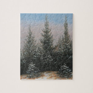 Puzzle Les sapins dans la neige (Scène de Noël d'hiver)