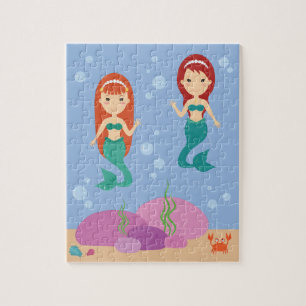 Puzzle Les soeurs de sirènes dans la mer agitant le puzzl