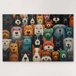 Puzzle Les visages colorés des chiens