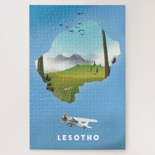 Puzzle Lesotho Afrique du Sud poster de ski
