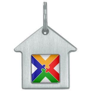 Puzzle Letter X Monogram Pet ID Tag