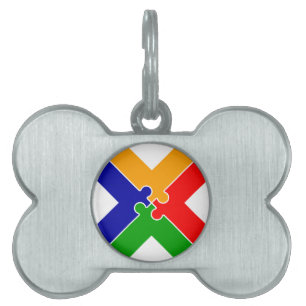 Puzzle Letter X Monogram Pet ID Tag