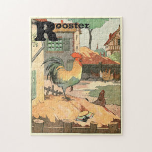 Puzzle Lettre alphabétique de l'animal coq