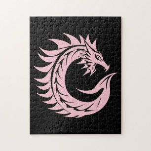 Puzzle Lettre C de style dragon, alphabet du dragon, mono