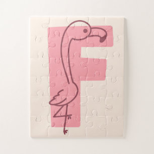 Puzzle Lettre "F" Art alphabétique flamant rose
