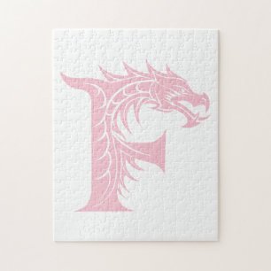 Puzzle Lettre F de style dragon, alphabet du dragon, mono