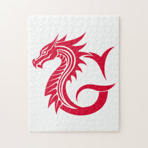 Puzzle Lettre G de style dragon, alphabet du dragon, mono