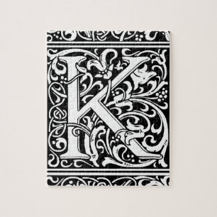 Puzzle Lettre K Monogramme médiéval Art Nouveau
