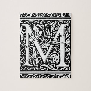 Puzzle Lettre M Monogramme médiéval Art Nouveau