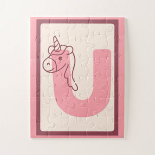 Puzzle 🦄Lettre Magique "U" Impression d'art Alphabet Lic