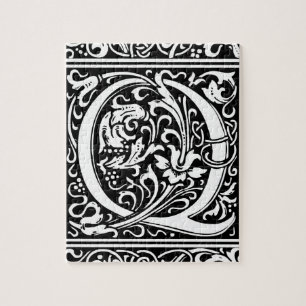 Puzzle Lettre Q Monogramme médiéval Art Nouveau