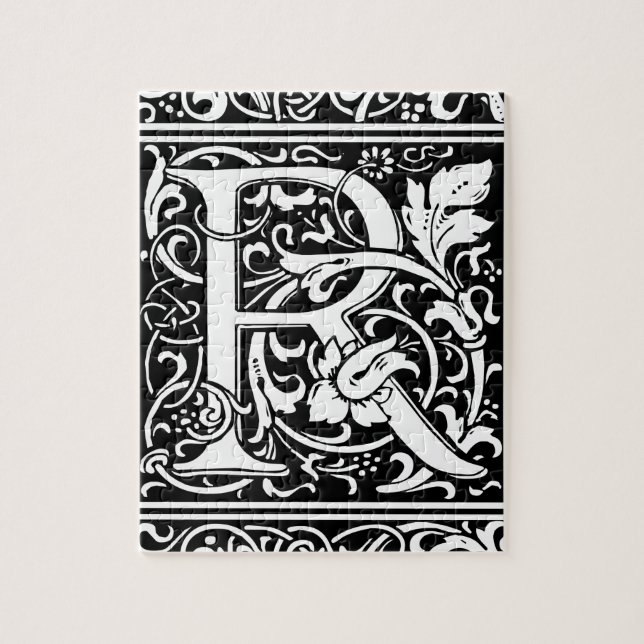 Puzzle Lettre R Monogramme médiéval Art Nouveau (Vertical)