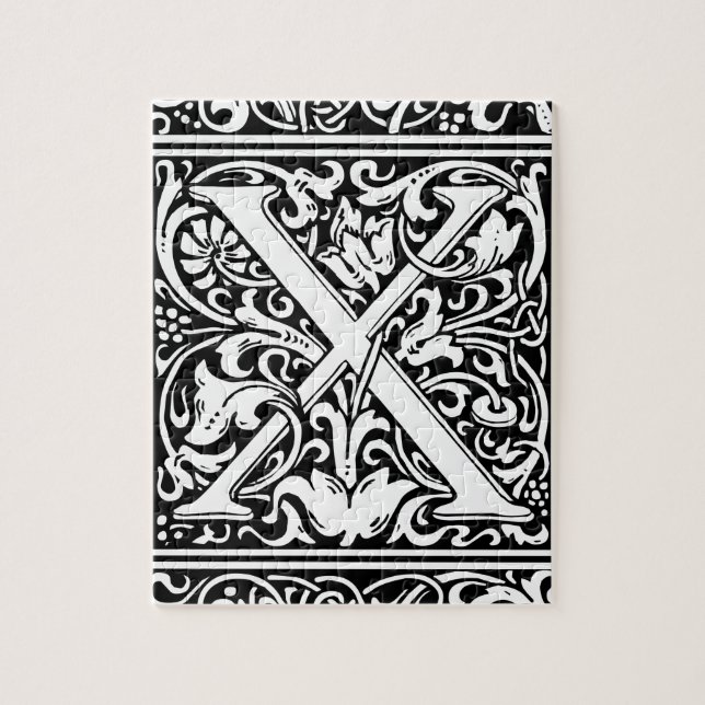 Puzzle Lettre X Monogramme médiéval Art Nouveau (Vertical)