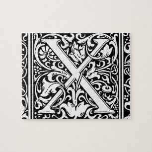 Puzzle Lettre X Monogramme médiéval Art Nouveau