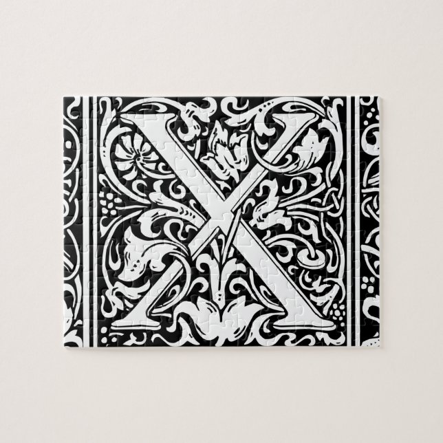 Puzzle Lettre X Monogramme médiéval Art Nouveau (Horizontal)