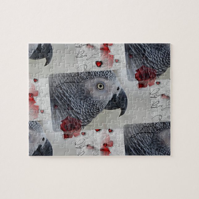 Puzzle Lettres d'amour de gris africain (Horizontal)