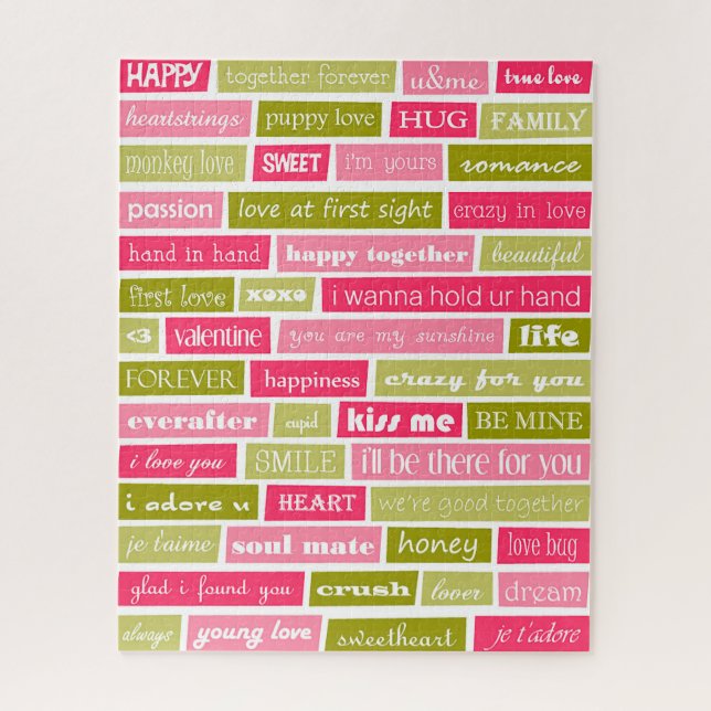 Puzzle Lettres d'amour rose et vert (Vertical)