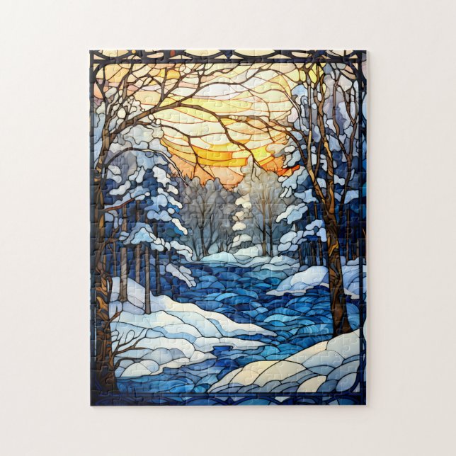 Puzzle Lever de soleil en verre tendu, (Vertical)