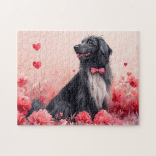 Puzzle Lévrier Afghan avec des Roses - Saint-Valentin