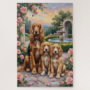 Puzzle Lévrier Afghan Jardinet de Roses Art