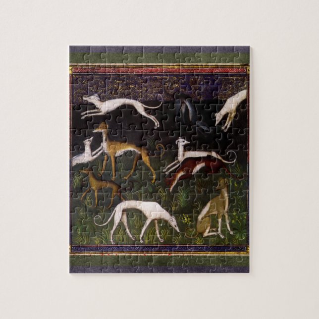 Puzzle Lévriers médiévaux dans les bois profonds (Vertical)