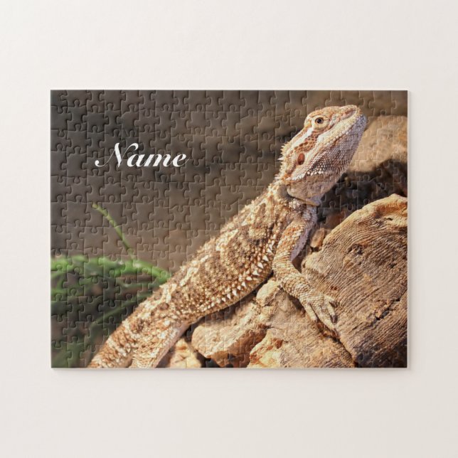 Puzzle Lézard Dragon Porté Par Un Bébé Personnalisé (Horizontal)