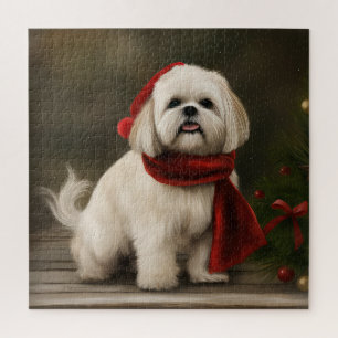 Puzzle Lhasa Apso Chien dans Noël de neige