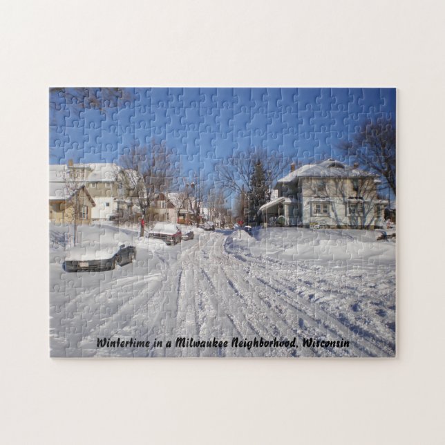 Puzzle L'hiver dans un quartier de Milwaukee Wisconsin (Horizontal)