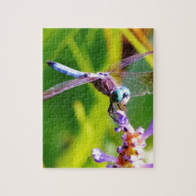 Puzzle libellule turquoise et violette (Vertical)