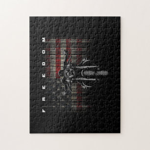 Puzzle Liberté de la moto drapeau américain