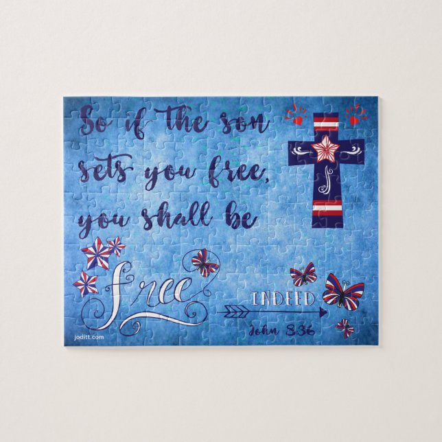 Puzzle Liberté patriotique rouge blanc et bleu chrétien (Horizontal)