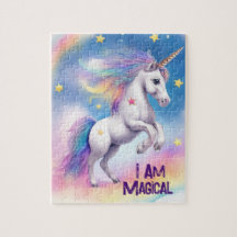 Licorne Arc-en-ciel Aquarelle avec Étoiles Triptyq