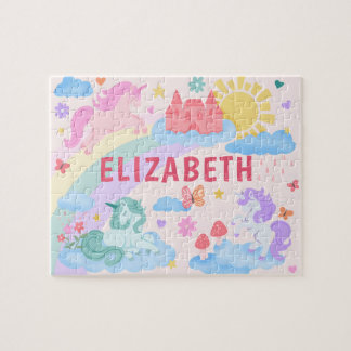 Puzzle Licorne Arc-en-Ciel Nom Personnalisé Enfants