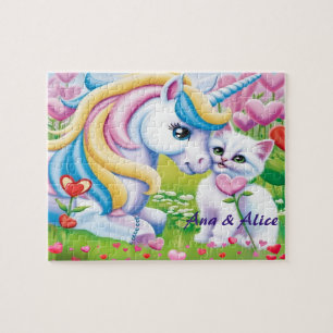 Puzzle Licorne Magique & Amour d'Art de Chaton Mignon 