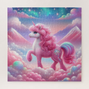 Puzzle licorne rose et bleue mignonne