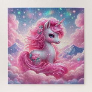 Puzzle licorne rose et bleue mignonne