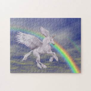 Puzzle Licorne volant au-dessus de la fantaisie de cheval