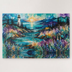 Puzzle Lighthouse Bay Mountain Fleur sauvage Garden