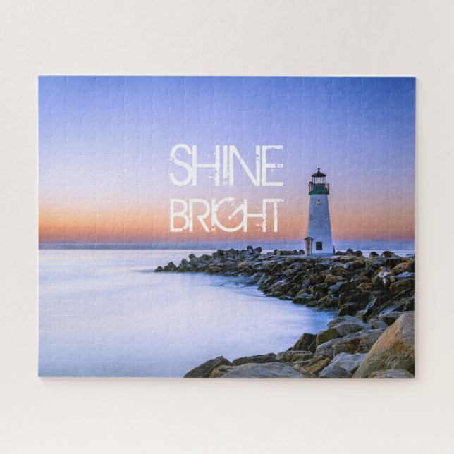 Puzzle Lighthouse Pastel Sunset Rocky Beach (Horizontal)