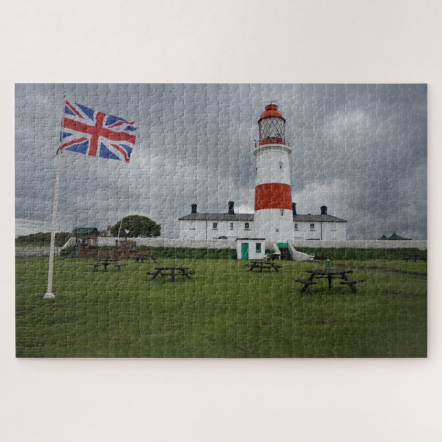 Puzzle Lighthouse with the British Flag (Horizontal)