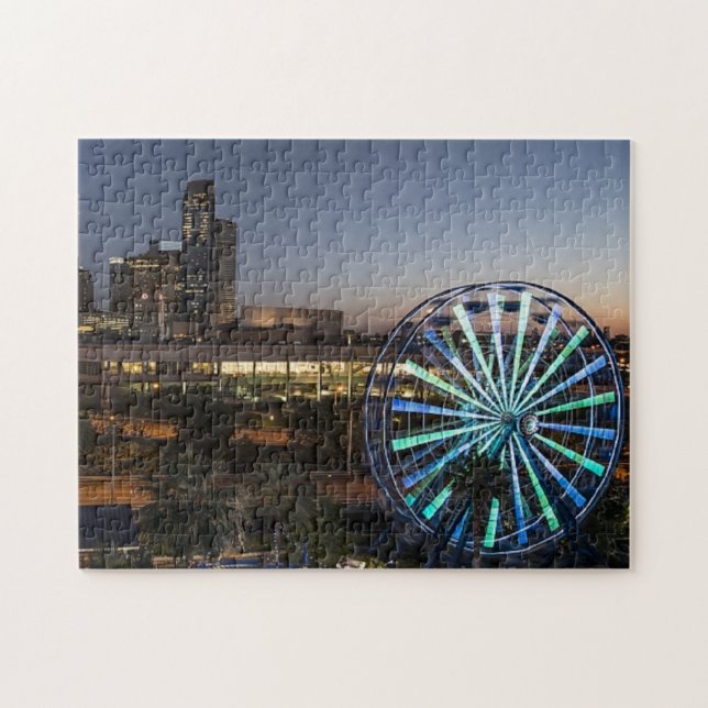 Puzzle Ligne aérienne Houston | Night Lighs Ferris Wheel  (Horizontal)