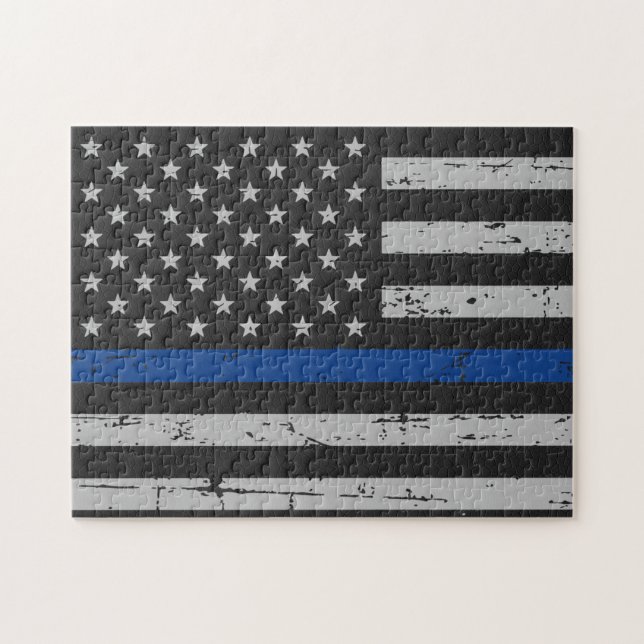 Puzzle Ligne Bleue Mince - Officier de Police - Drapeau A (Horizontal)