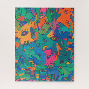 Puzzle Ligne Doodle vintage Abstraite face