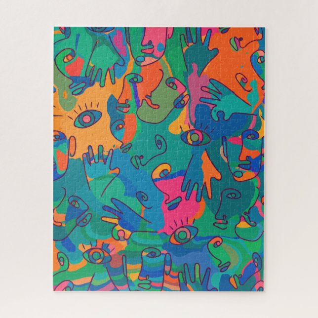 Puzzle Ligne Doodle vintage Abstraite face (Vertical)