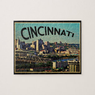 Puzzle Ligne Skyline Cincinnati vintage