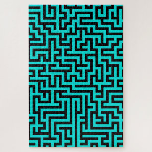 Puzzle Lignes de labyrinthe noir turquoise