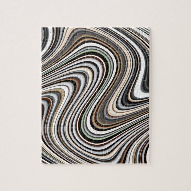 Puzzle Lignes ondulées - Brown clair/Sable/Beige/Turquois (Vertical)