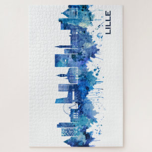 Puzzle Lille France Skyline Blue